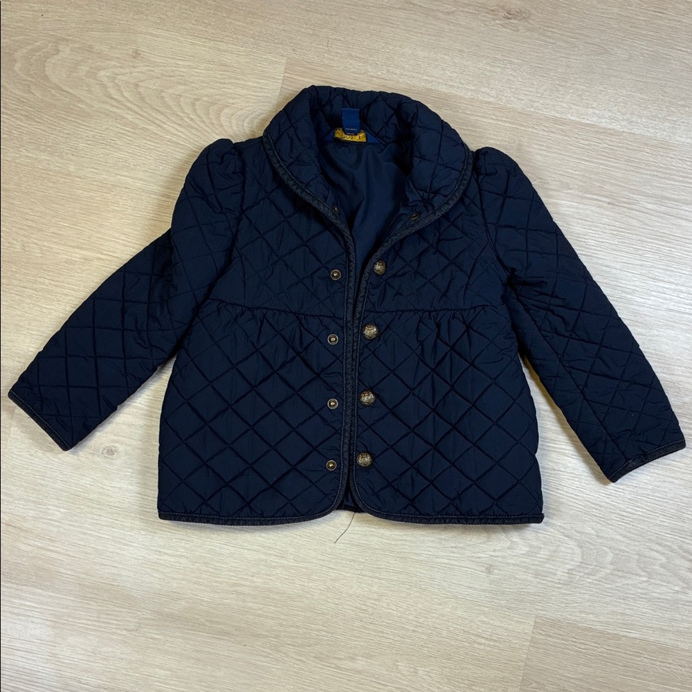 Polo Ralph Lauren Girl’s size 5 Navy Quilted Puffer Jacket with Bow Back Detail